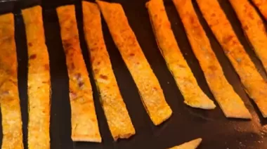 Crispy baked aloo paratha fries cut into strips 6